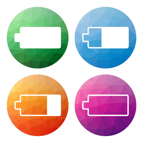 一组4低多边形图标电池充电状态图片下载