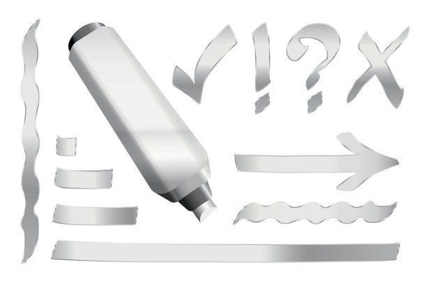 银色钢笔记号笔符号线条图片下载