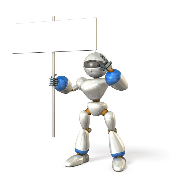 机器人张贴标语。图片下载