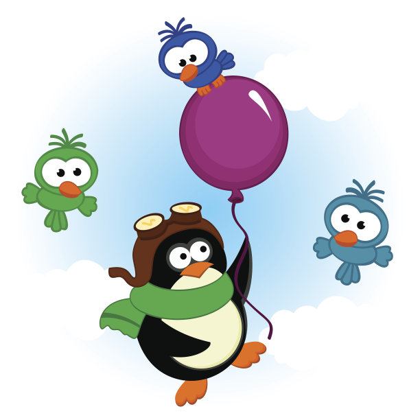 企鹅在气球图片下载