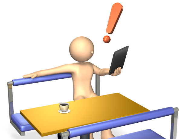 他正在咖啡店里看新闻。图片下载