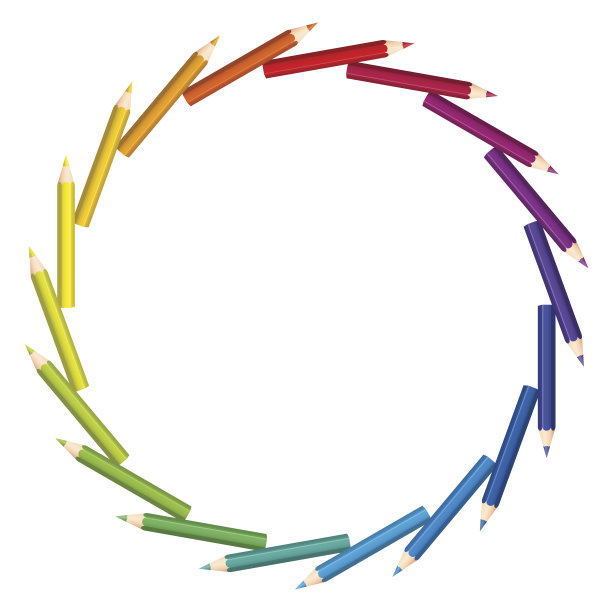 彩色铅笔圆圆盘锯图案图片下载