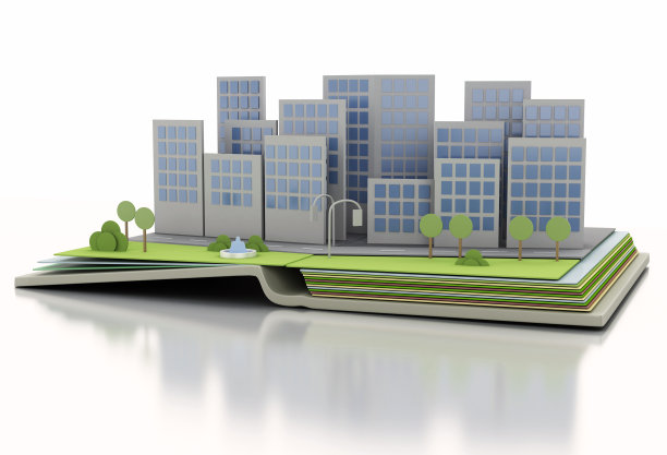 城市在打开的书。3 d演示概念图片下载