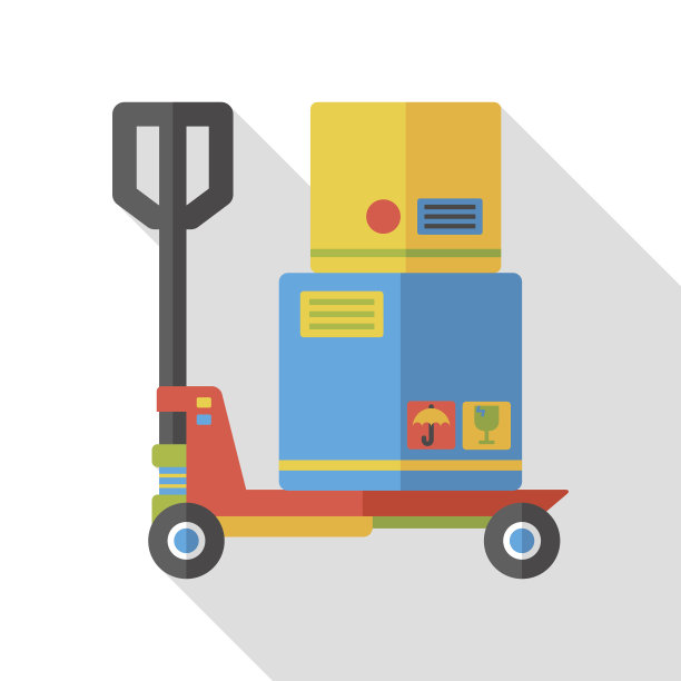 物流货物手推车平面图标图片下载