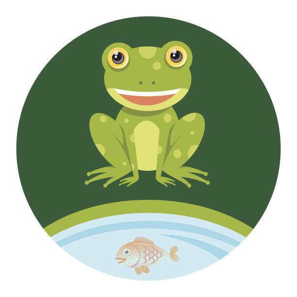青蛙和鱼在湖边图片下载