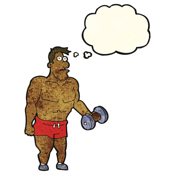 卡通人物举着思想泡泡举重图片下载