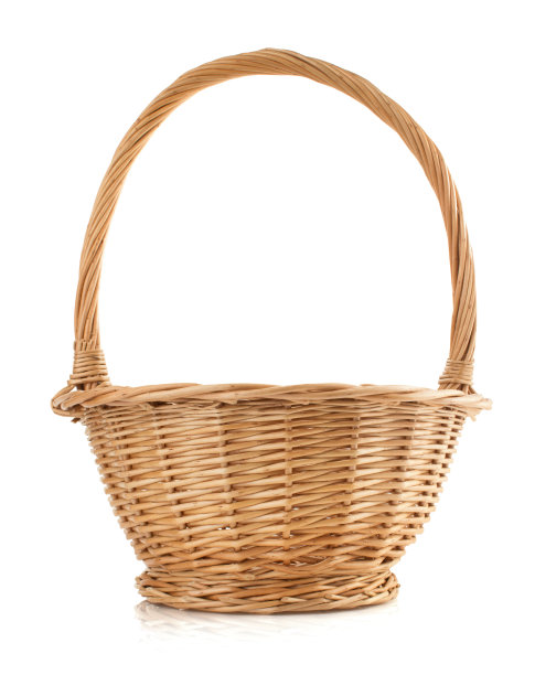 白色背景的柳条篮子图片下载