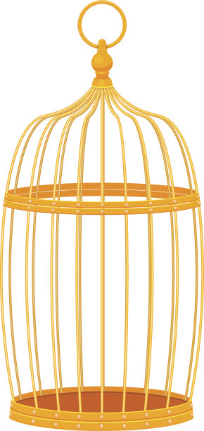 装饰金色鸟笼矢量插图孤立在白色的背景图片下载