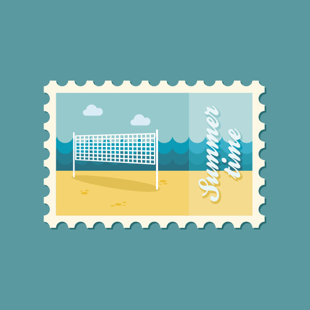 排球网沙滩运动平邮票图片下载