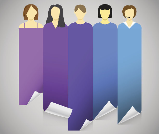 彩色帐户头像与弯曲的纸横幅图片下载