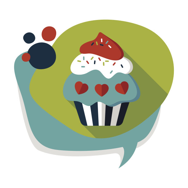 情人节纸杯蛋糕的长阴影图标，第10集图片下载