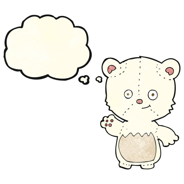 卡通北极熊幼崽挥舞着思想泡泡图片下载
