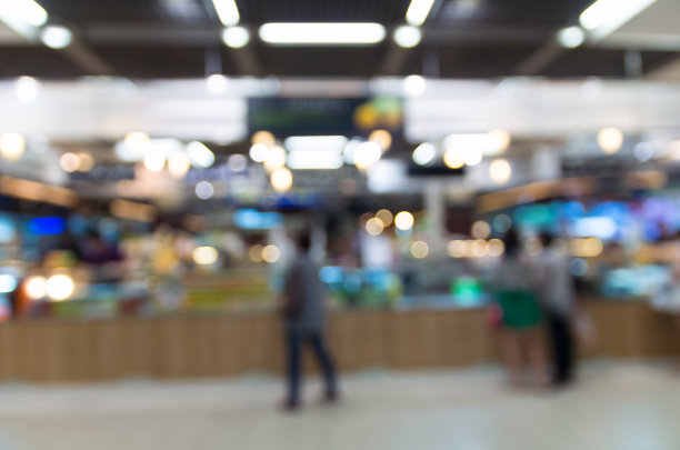 百货公司美食广场的抽象模糊照片图片下载