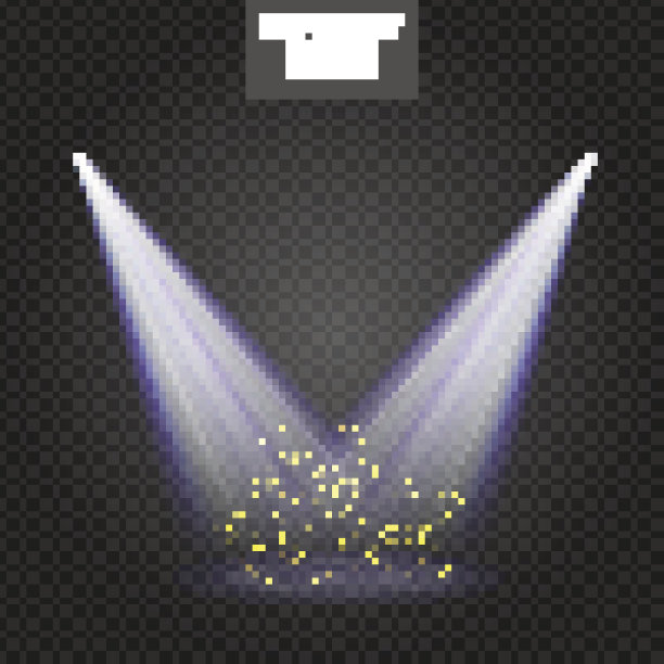 场景照明，透明效果。明亮的金色灯光与聚光灯。素材图片