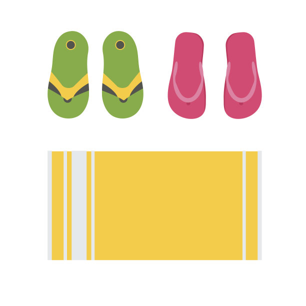 沙滩运动鞋和毛巾图片下载