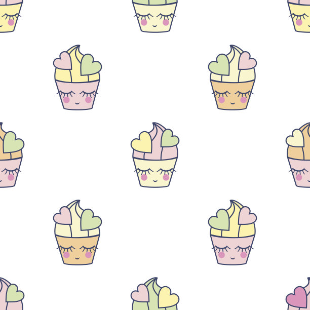 纸杯蛋糕甜点无缝矢量图案图片下载