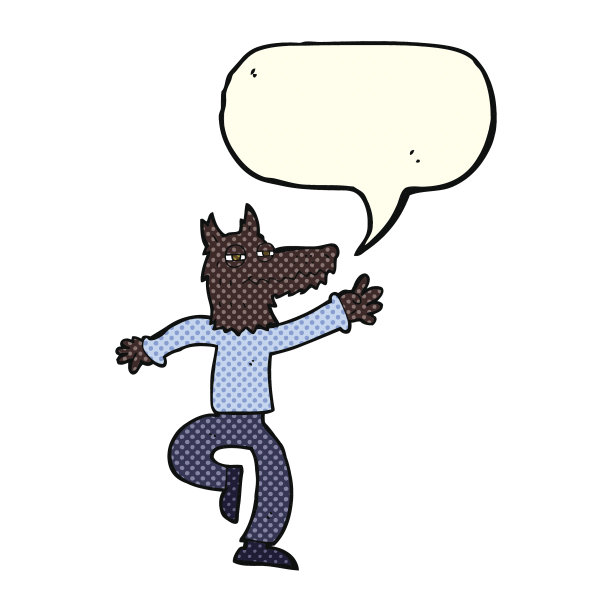 带对话框的卡通快乐狼人图片下载