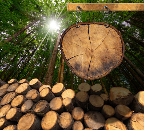 原木与森林和标志图片下载