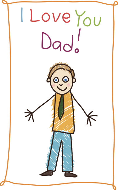 孩子的画。父亲节。图片下载