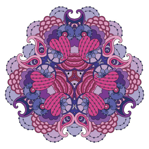 白色背景上的紫粉曼陀罗。图片下载