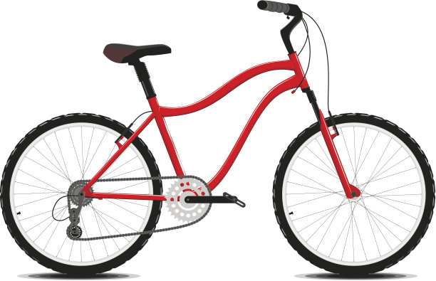 矢量红色自行车在白色的背景图片下载
