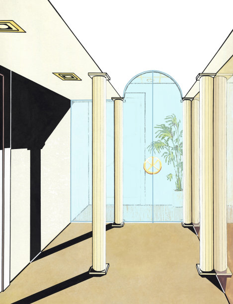 时尚的室内办公空间与玻璃隔断。图片下载