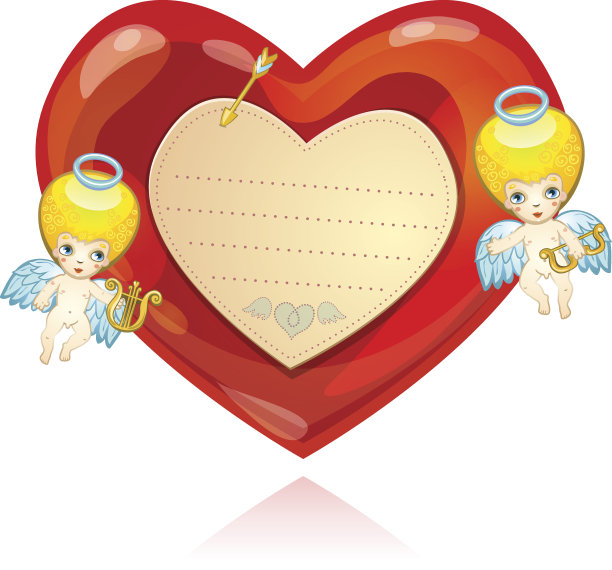 带有卡通丘比特的情人节卡片图片下载