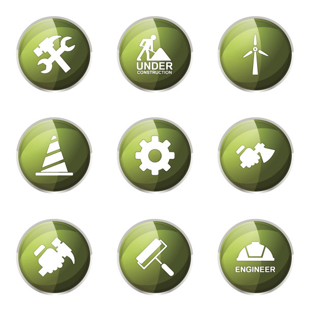 建筑工具绿色矢量按钮图标设计集2图片下载