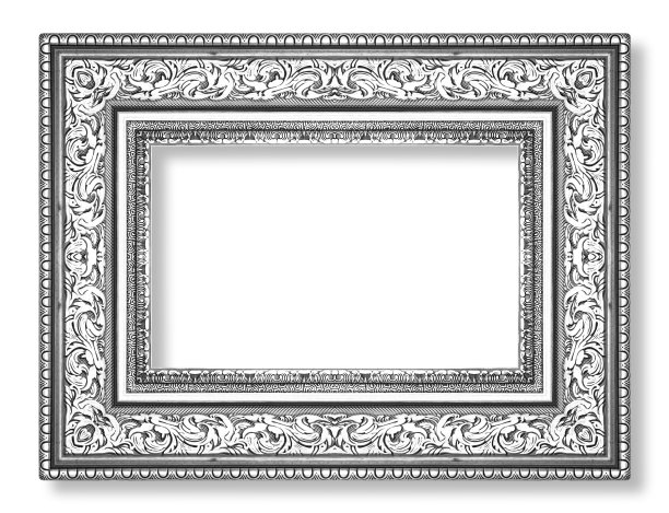 银色古董古董相框。孤立在白色背景上图片下载