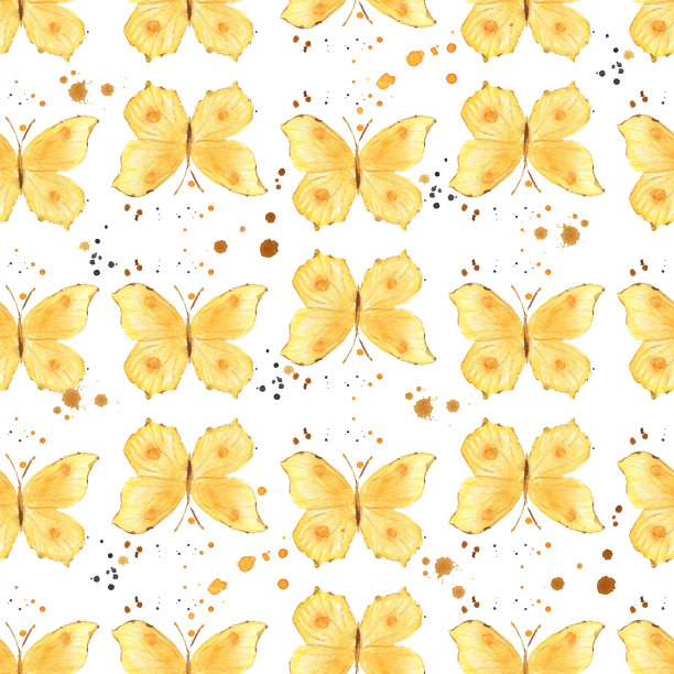 水彩无缝图案与蝴蝶图片下载