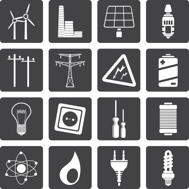 缺少电力、电力和能源图标图片下载