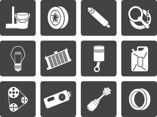 黑色的汽车部件和服务图标图片下载