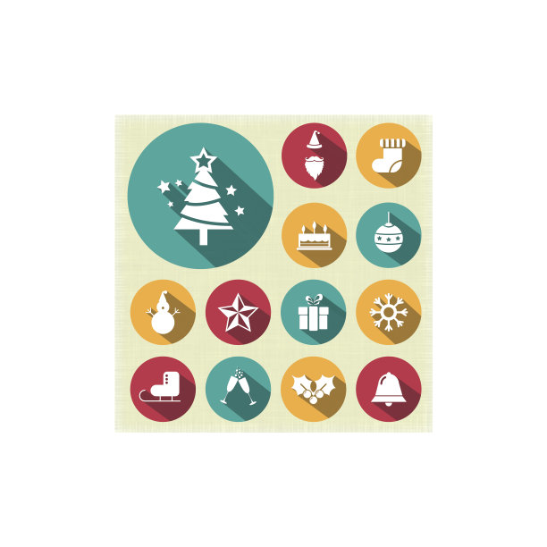 平长影子圣诞图标设置。矢量/插图。图片下载