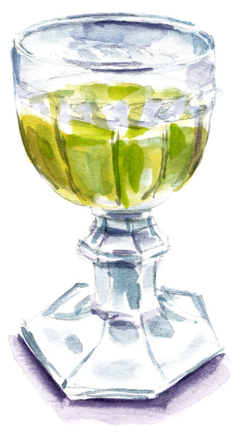 水彩复古高脚杯白酒白酒图片下载