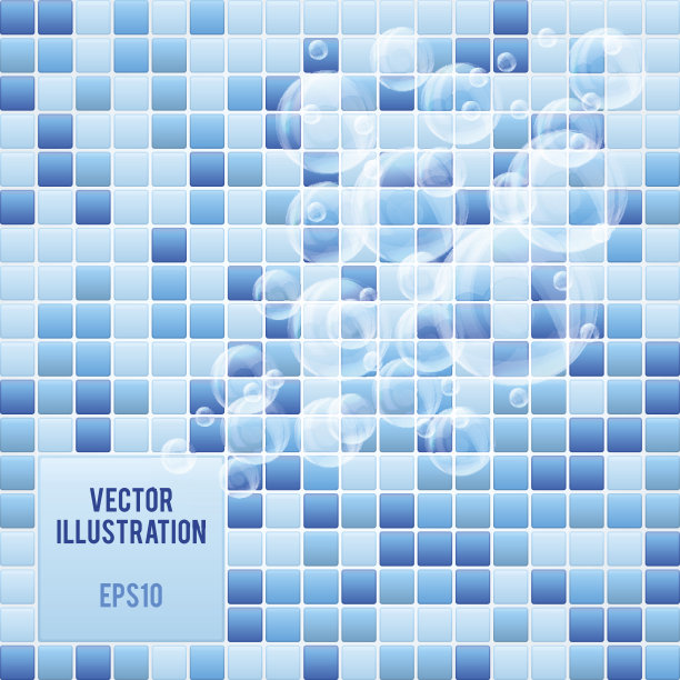 蓝色马赛克小瓷砖纹理spa背景。图片下载