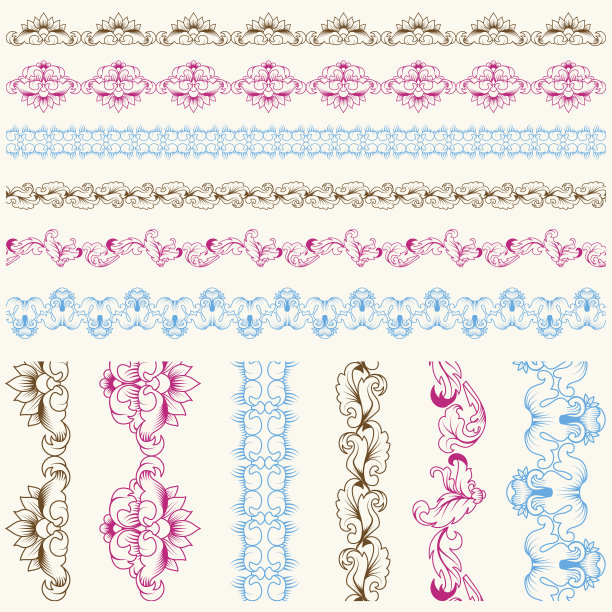 书法花边笔刷套图片下载