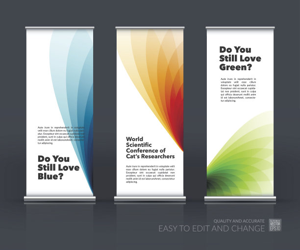 向量集现代卷旗站设计与图片下载