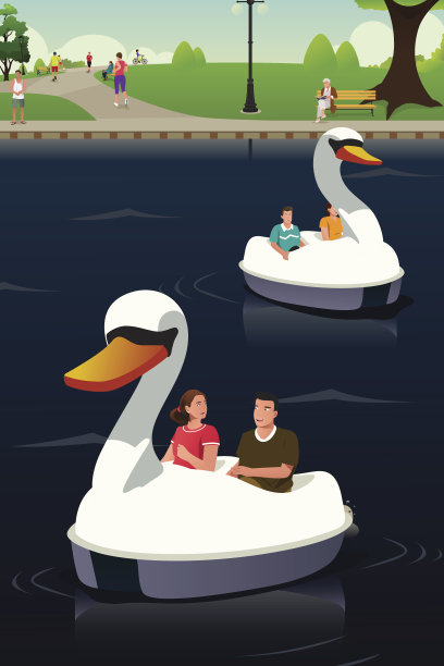 骑鸭子船的夫妇图片下载