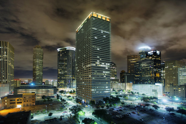 休斯顿市中心的夜景图片下载