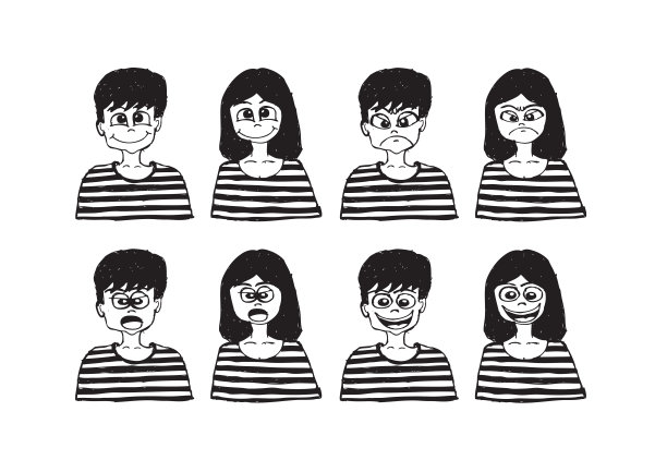 设置各种情绪的人卡通面孔图片下载