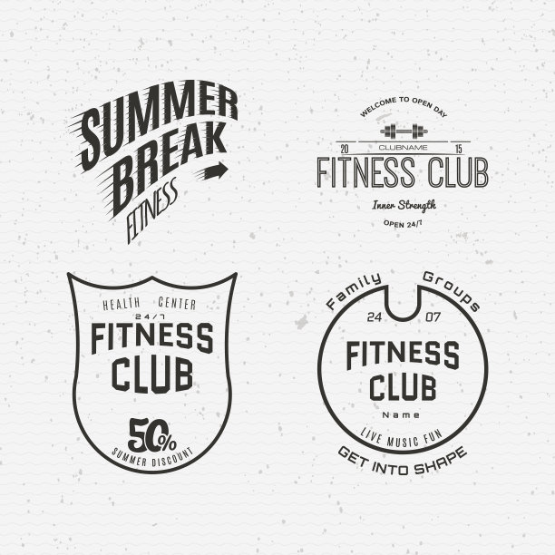 任何用途的健身俱乐部徽章、标志和标签图片下载