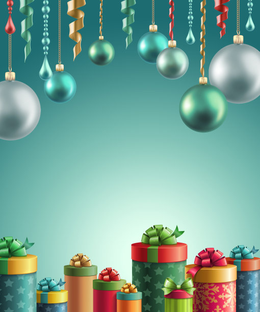 圣诞节日礼品及装饰品，新年背景，节日插图图片下载