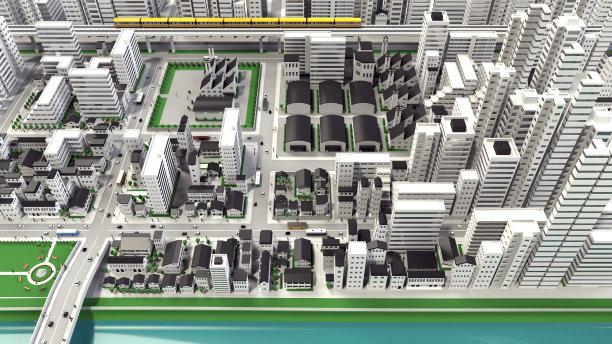 3D-CG图像鸟瞰城市图片下载