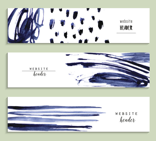 一套抽象的创意水彩标题的网站。图片下载