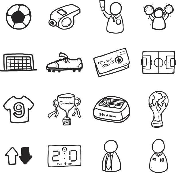 足球的足球图标卡通集图片下载