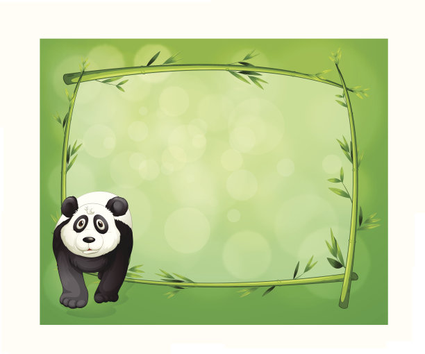 大熊猫在竹架旁边图片下载