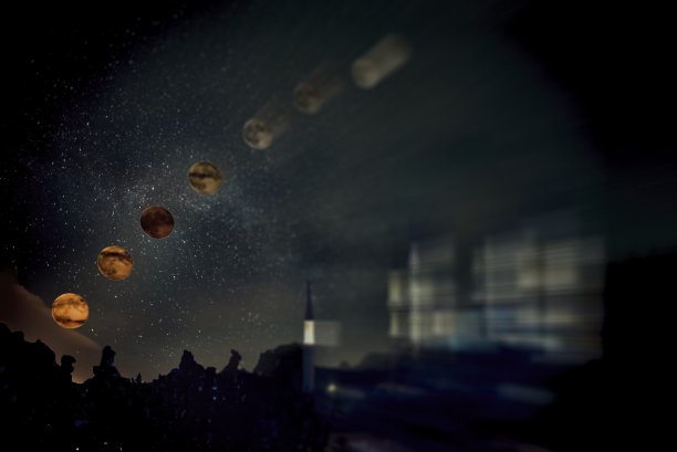 Selimiye Edirne的月亮升起图片下载