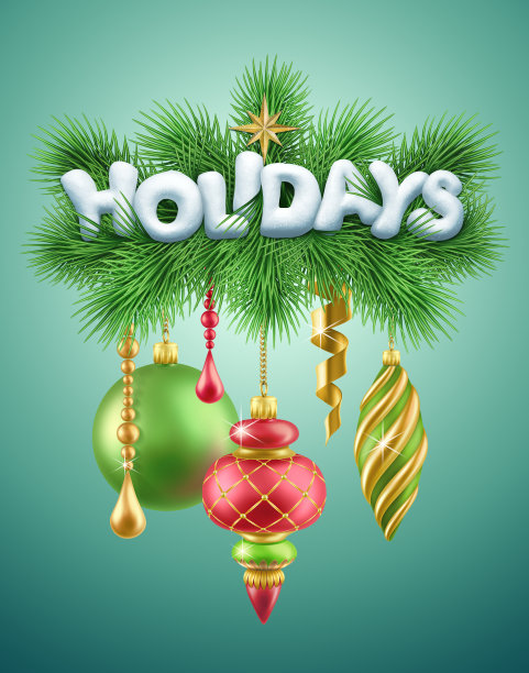 节日的圣诞节标题装饰的球和装饰品，节日插图图片下载