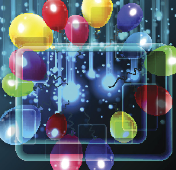 生日背景与彩色气球图片下载