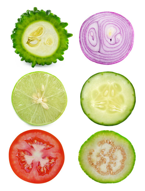 蔬菜片孤立在白色图片下载